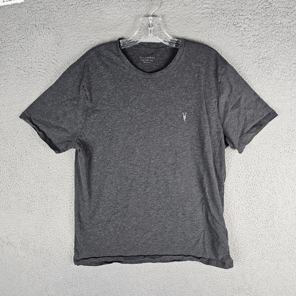 AllSaints T-Shirt Mens XL Gray Solid Regular Fit Brace Tonic Short Sleeve MD131G - Picture 1 of 9